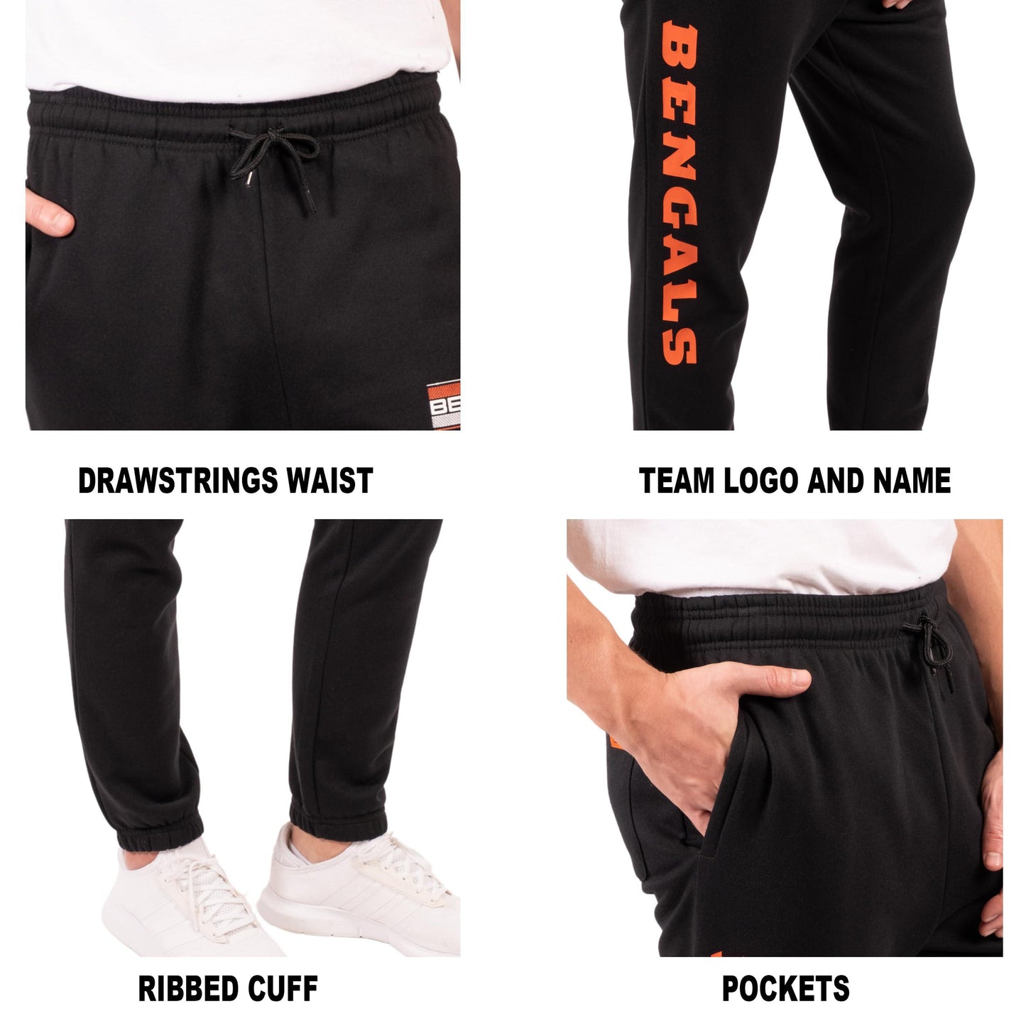 Ultra Game NFL Cincinnati Bengals Mens Active Super Soft Fleece Game Day Jogger Sweatpants|Cincinnati Bengals - UltraGameShop