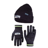 Ultra Game NFL Seattle Seahawks Womens Super Soft Marled Winter Beanie Knit Hat with Extra Warm Touch Screen Gloves|Seattle Seahawks