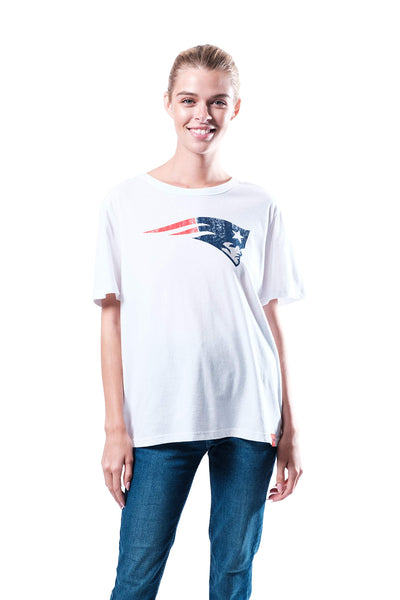 Ultra Game NFL New England Patriots Womens Soft Vintage Distressed Graphics Jersey Tee Shirt|New England Patriots