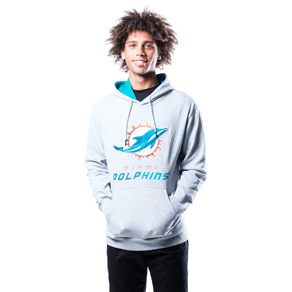 Ultra Game NFL Miami Dolphins Mens Standard French Terry Hoodie Jacket|Miami Dolphins