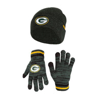 Ultra Game NFL Green Bay Packers Youth Super Soft Marled Winter Beanie Knit Hat with Extra Warm Touch Screen Gloves|Green Bay Packers