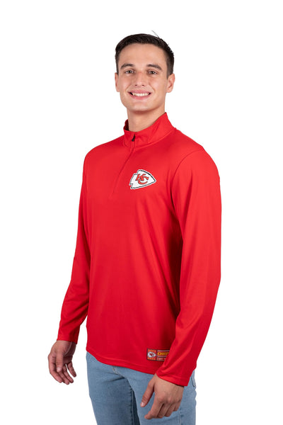 Ultra Game NFL Kansas City Chiefs Mens Super Soft Quarter Zip Long Sleeve T-Shirt|Kansas City Chiefs