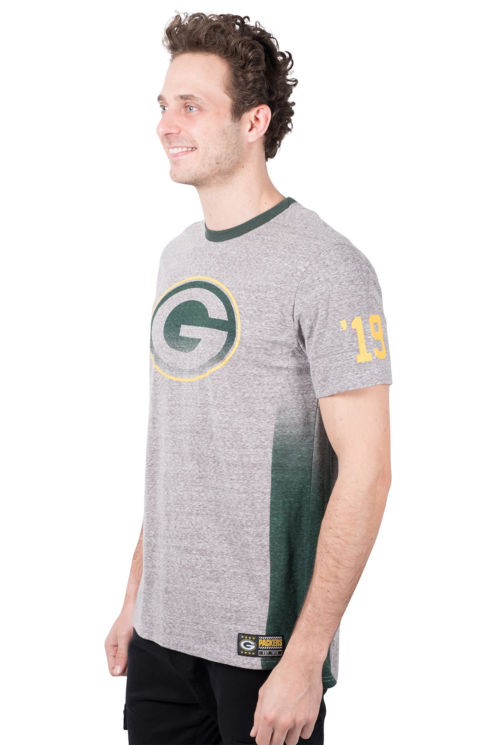 Ultra Game NFL Green Bay Packers Mens Vintage Ringer Short Sleeve Tee Shirt|Green Bay Packers