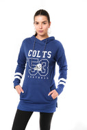 Ultra Game NFL Indianapolis Colts Womens Soft French Terry Tunic Hoodie Pullover Sweatshirt|Indianapolis Colts