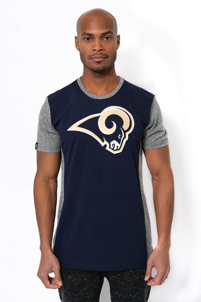Ultra Game NFL Los Angeles Rams Mens T-Shirt Raglan Block Short Sleeve Tee Shirt|Los Angeles Rams