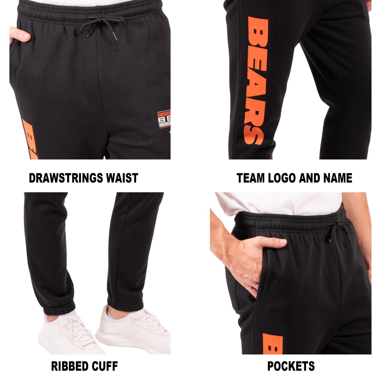 Ultra Game NFL Chicago Bears Mens Active Super Soft Fleece Game Day Jogger Sweatpants|Chicago Bears - UltraGameShop