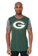 Ultra Game NFL Green Bay Packers Mens T-Shirt Raglan Block Short Sleeve Tee Shirt|Green Bay Packers