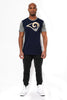Ultra Game NFL Los Angeles Rams Mens T-Shirt Raglan Block Short Sleeve Tee Shirt|Los Angeles Rams