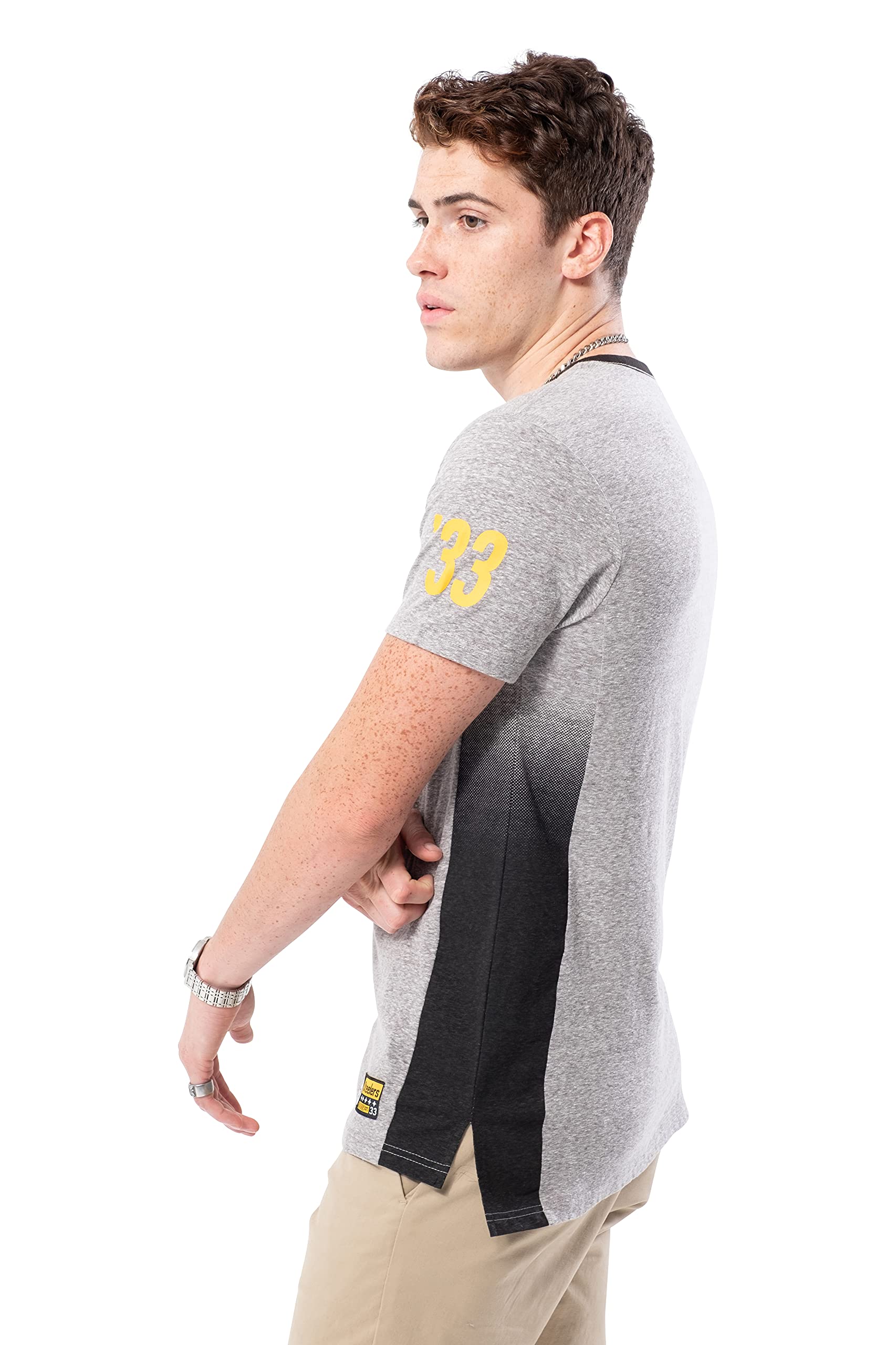Ultra Game NFL Pittsburgh Steelers Mens Vintage Ringer Short Sleeve Tee Shirt|Pittsburgh Steelers