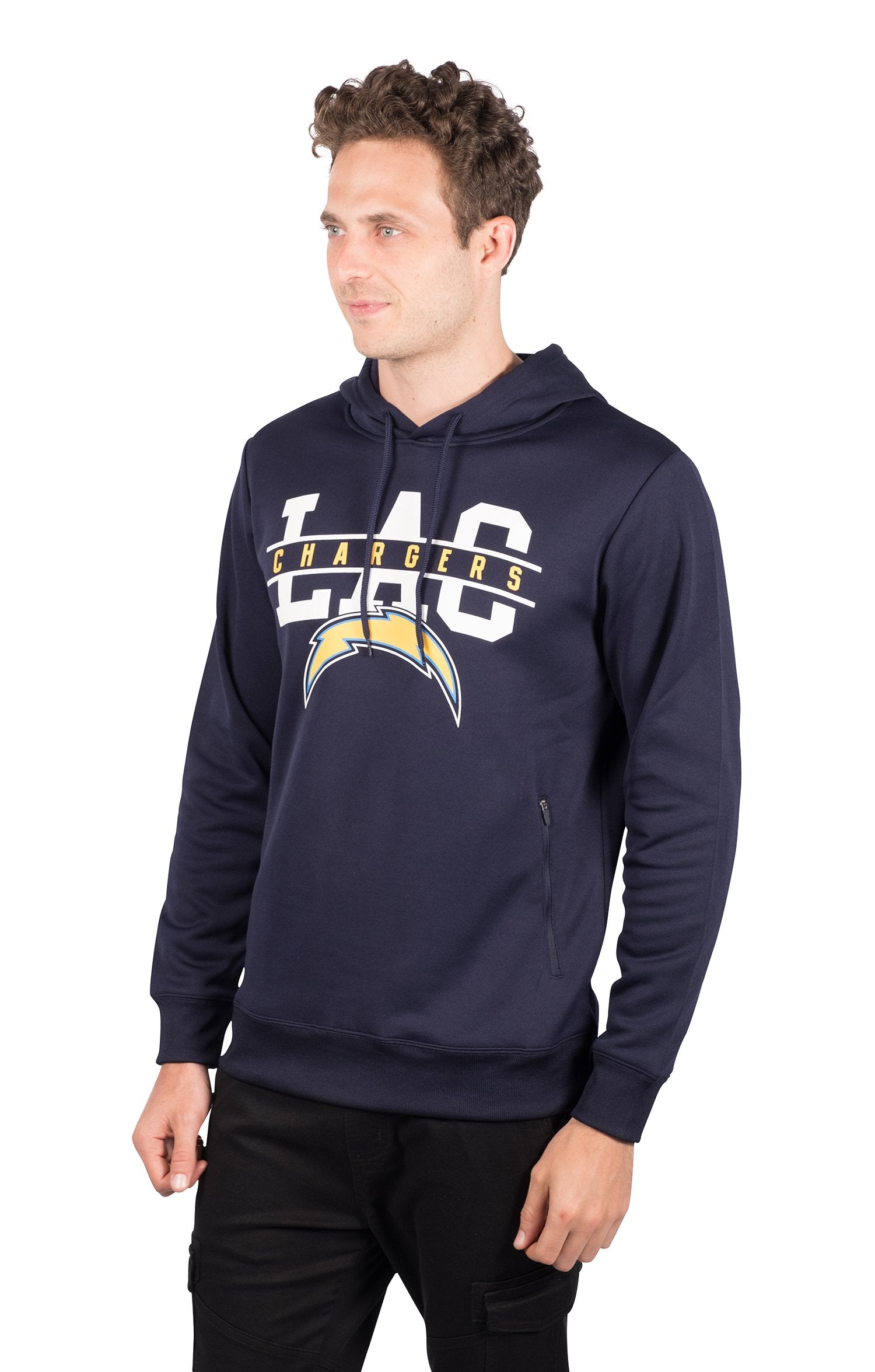 Ultra Game NFL Los Angeles Chargers Mens Soft Fleece Hoodie Pullover Sweatshirt With Zipper Pockets|Los Angeles Chargers
