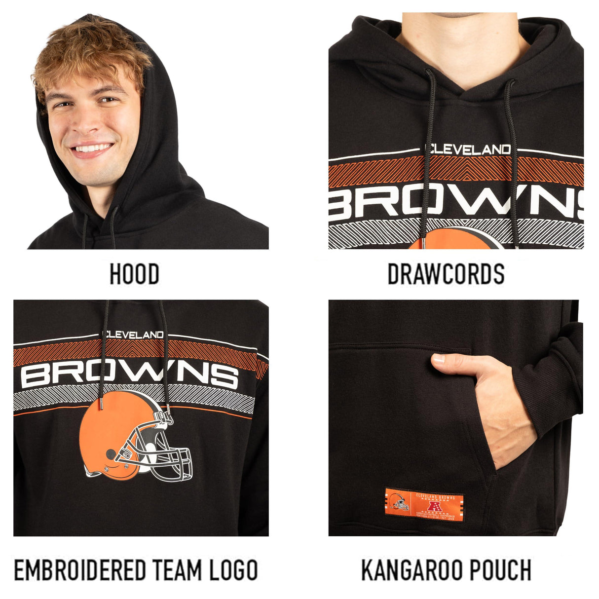 Ultra Game NFL Cleveland Browns Mens Super Soft Supreme Pullover Hoodie Sweatshirt|Cleveland Browns - UltraGameShop