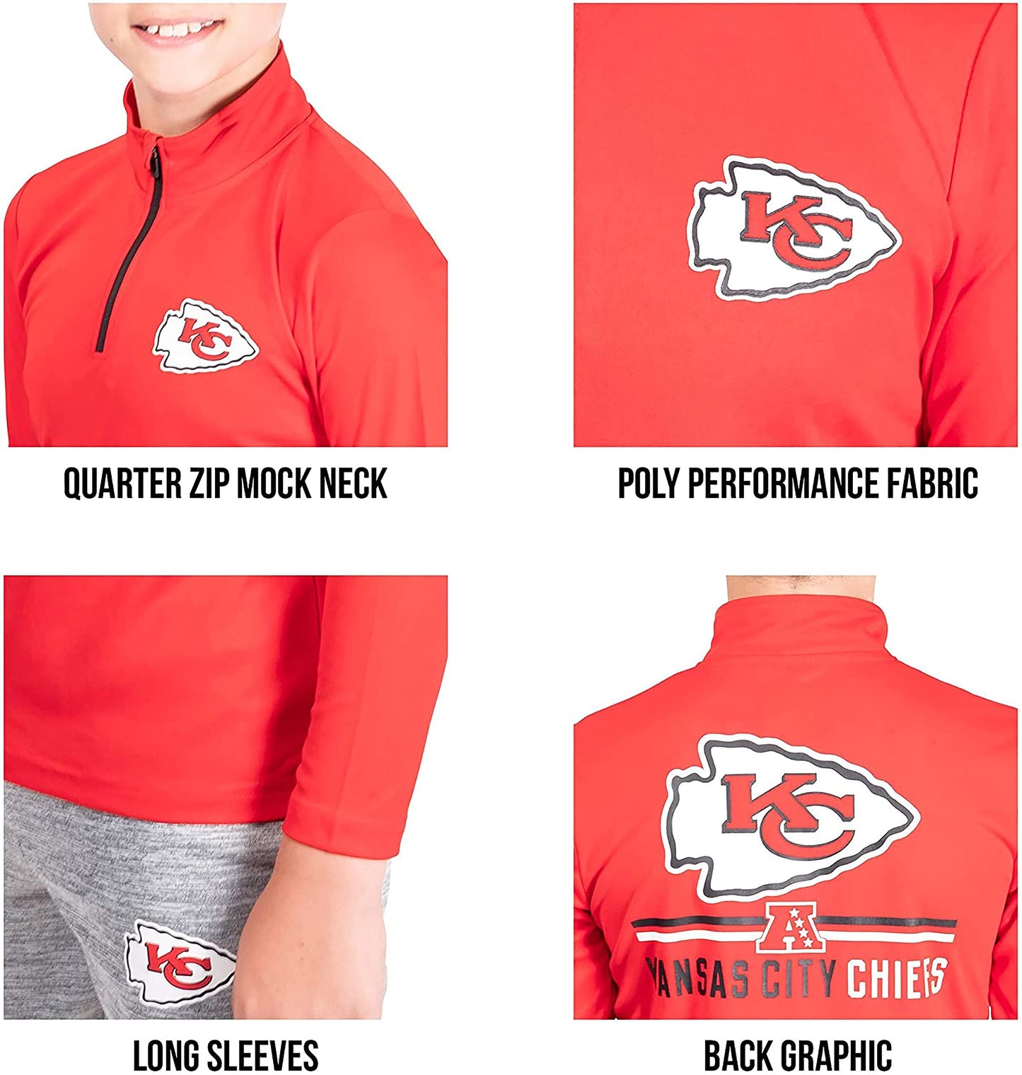 Ultra Game NFL Cincinnati Bengals Youth Super Soft Quarter Zip Long Sleeve T-Shirt|Cincinnati Bengals - UltraGameShop