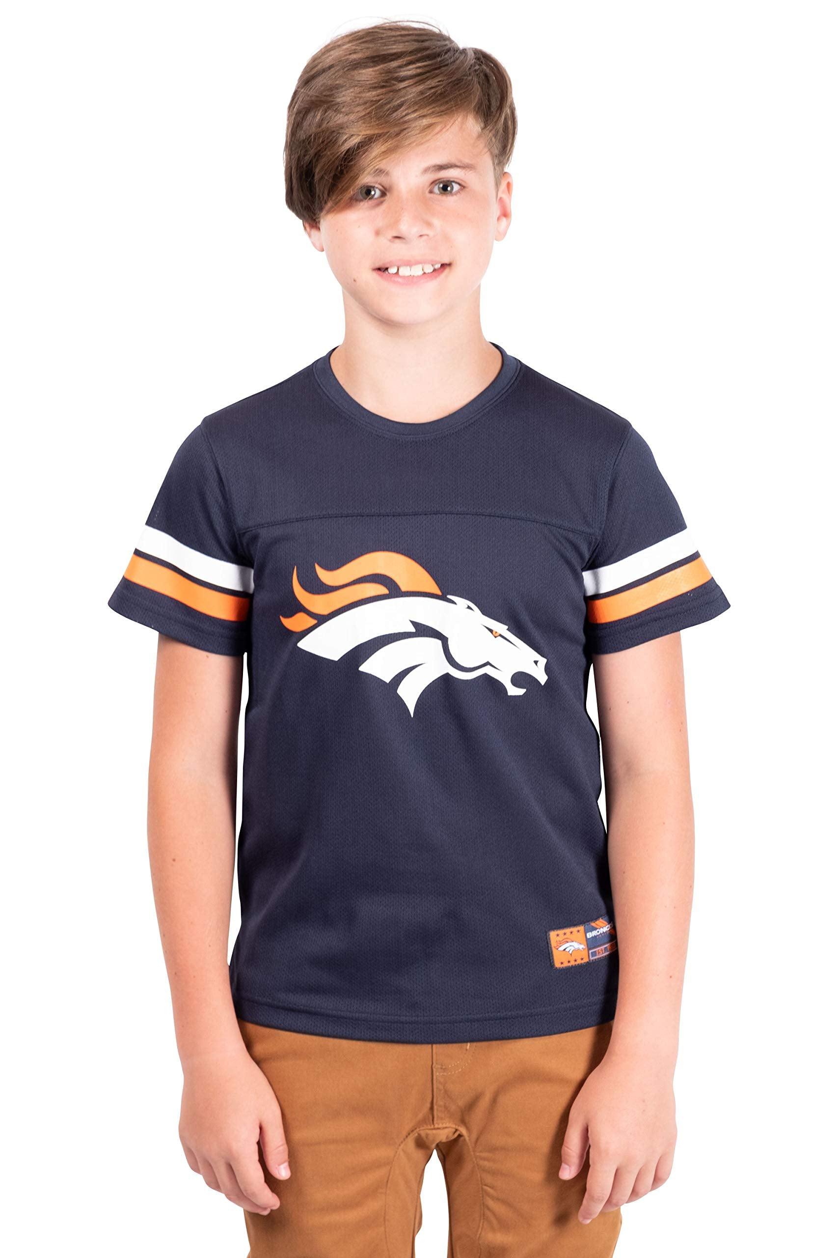 Ultra Game NFL Official Youth Super Soft Game Day Mesh Jersey Shirt Denver Broncos Team Color Denver Broncos Navy 18 20