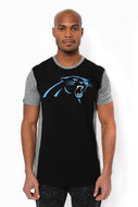 Ultra Game NFL Carolina Panthers Mens T-Shirt Raglan Block Short Sleeve Tee Shirt|Carolina Panthers