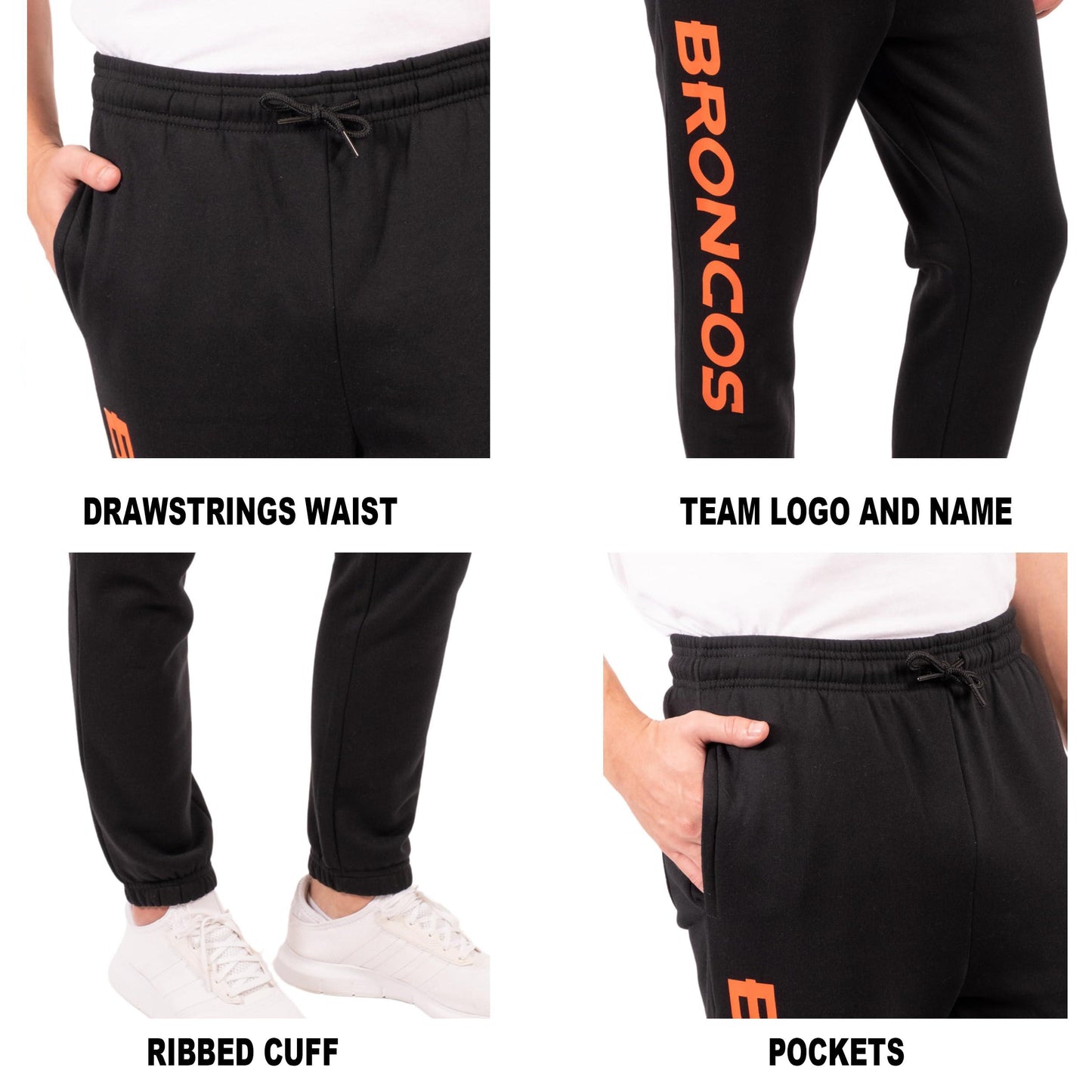 Ultra Game NFL Denver Broncos Mens Active Super Soft Fleece Game Day Jogger Sweatpants|Denver Broncos - UltraGameShop