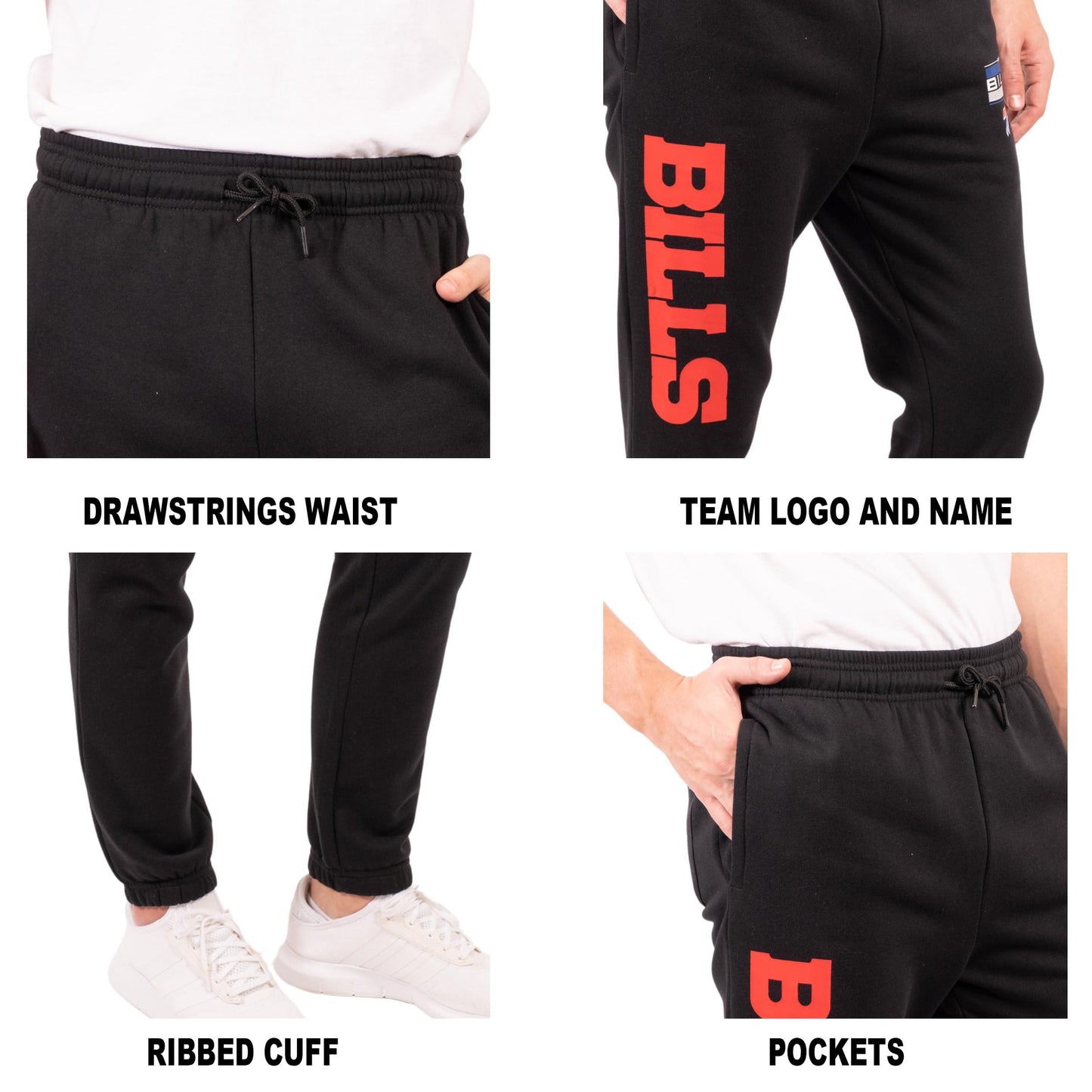 Ultra Game NFL Buffalo Bills Mens Active Super Soft Fleece Game Day Jogger Sweatpants|Buffalo Bills - UltraGameShop