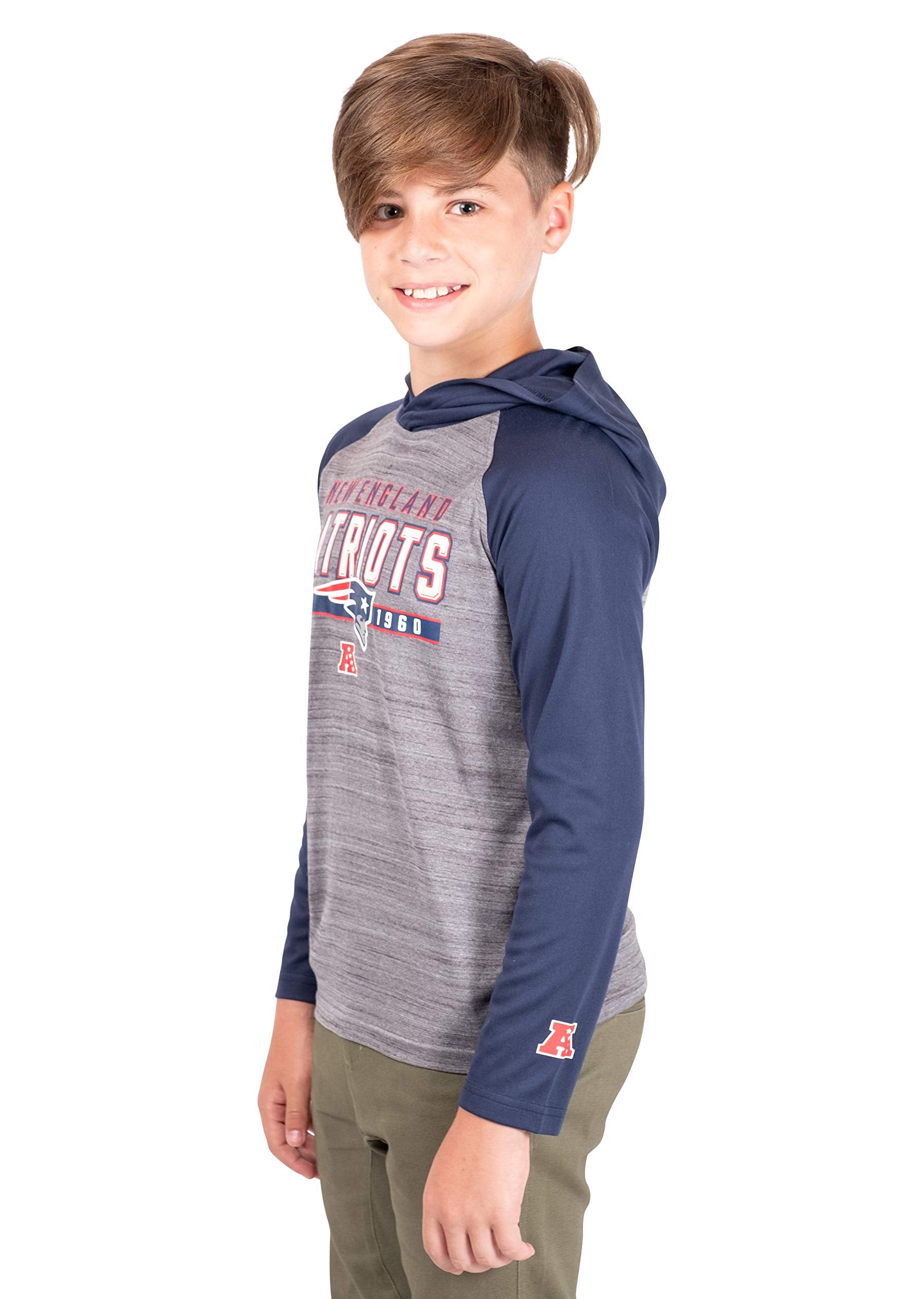 Ultra Game NFL New England Patriots Youth Moisture Wicking Athletic Performance Pullover Lightweight Sweatshirt Hoodie|New England Patriots