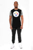 Ultra Game NFL Pittsburgh Steelers Mens T-Shirt Raglan Block Short Sleeve Tee Shirt|Pittsburgh Steelers