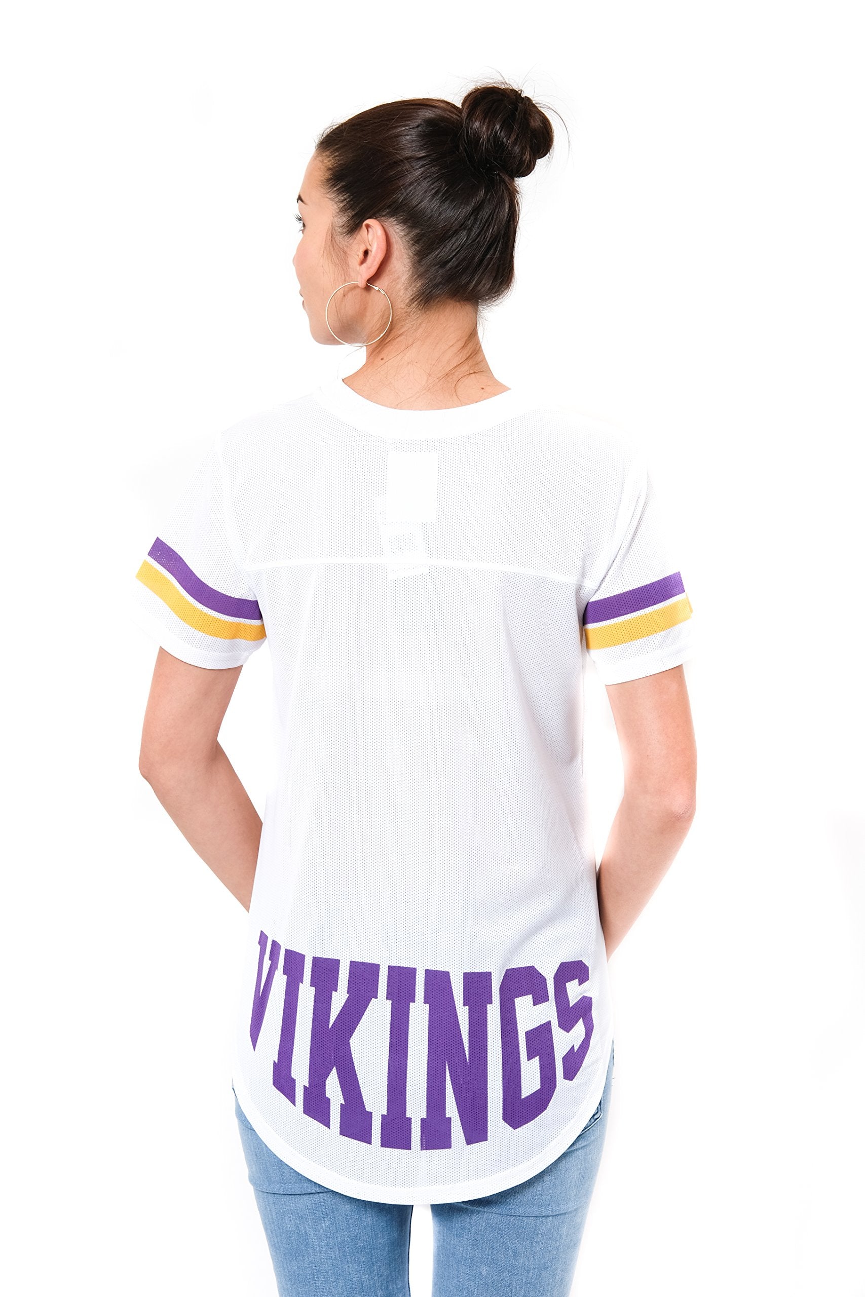 Ultra Game NFL Minnesota Vikings Womens Soft Mesh Jersey Varsity Tee Shirt|Minnesota Vikings