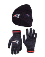 Ultra Game NFL New England Patriots Womens Super Soft Marled Winter Beanie Knit Hat with Extra Warm Touch Screen Gloves|New England Patriots
