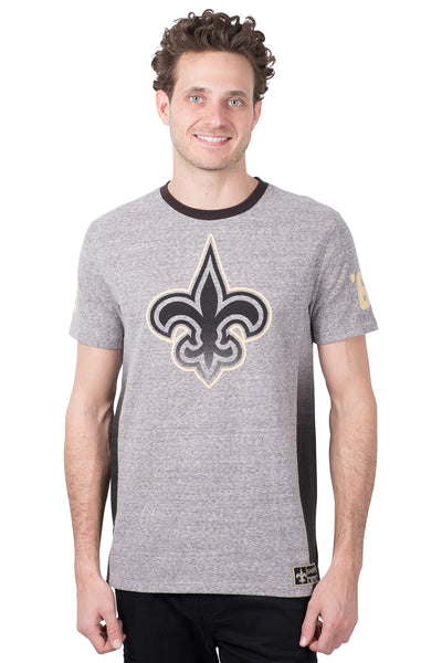 Ultra Game NFL New Orleans Saints Mens Vintage Ringer Short Sleeve Tee Shirt|New Orleans Saints