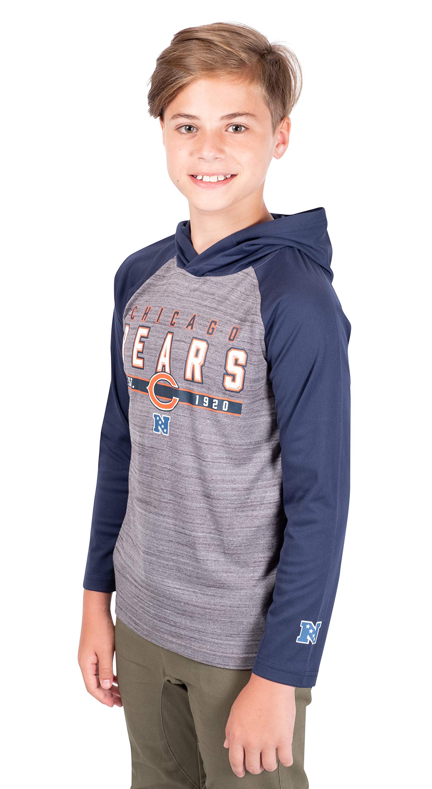 Ultra Game NFL Chicago Bears Youth Moisture Wicking Athletic Performance Pullover Lightweight Sweatshirt Hoodie|Chicago Bears