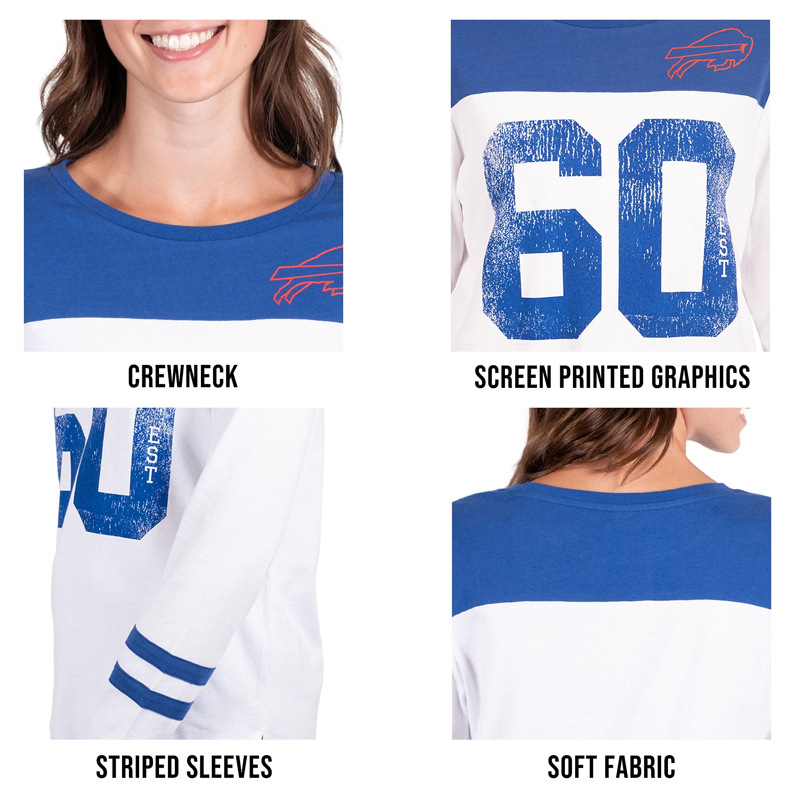 Ultra Game NFL Detroit Lions Womens Super Soft Raglan Vintage Baseball T-Shirt|Detroit Lions