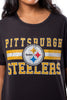 Ultra Game NFL Pittsburgh Steelers Womens Distressed Graphics Soft Crew Neck Tee Shirt|Pittsburgh Steelers