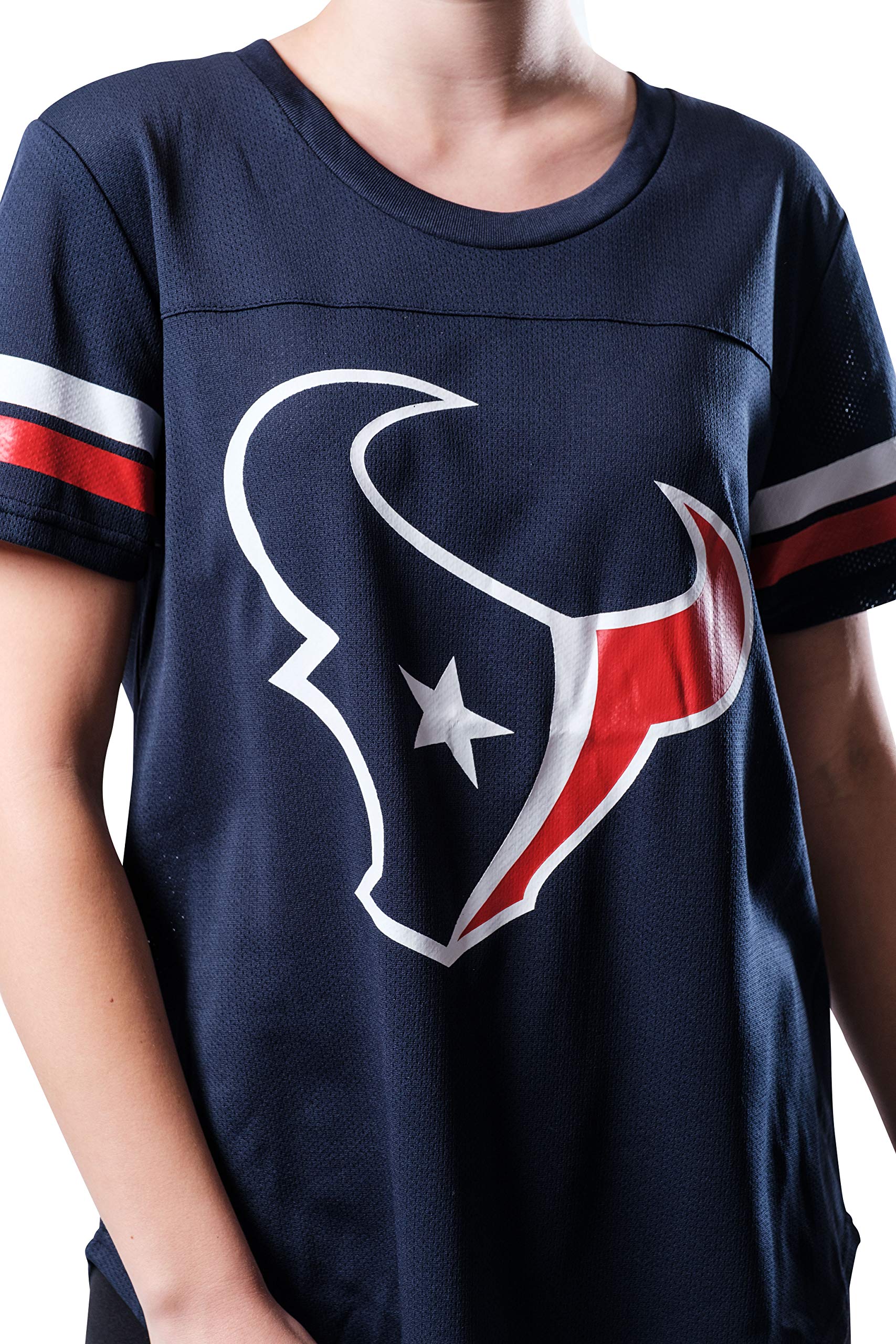 Ultra Game NFL Houston Texans Womens Soft Mesh Varsity Stripe T-Shirt|Houston Texans