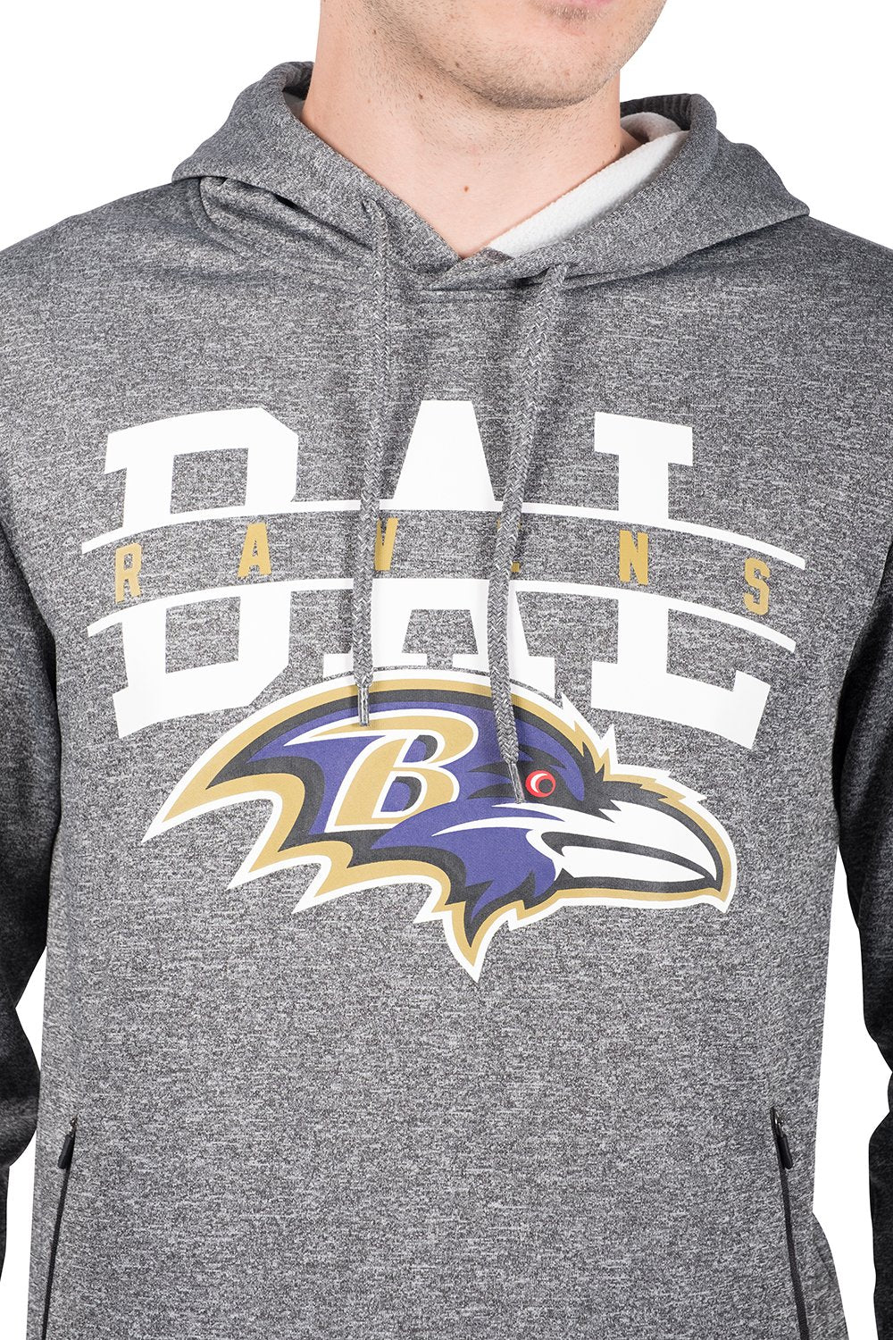 Ultra Game NFL Baltimore Ravens Mens Soft Fleece Hoodie Pullover Sweatshirt With Zipper Pockets|Baltimore Ravens