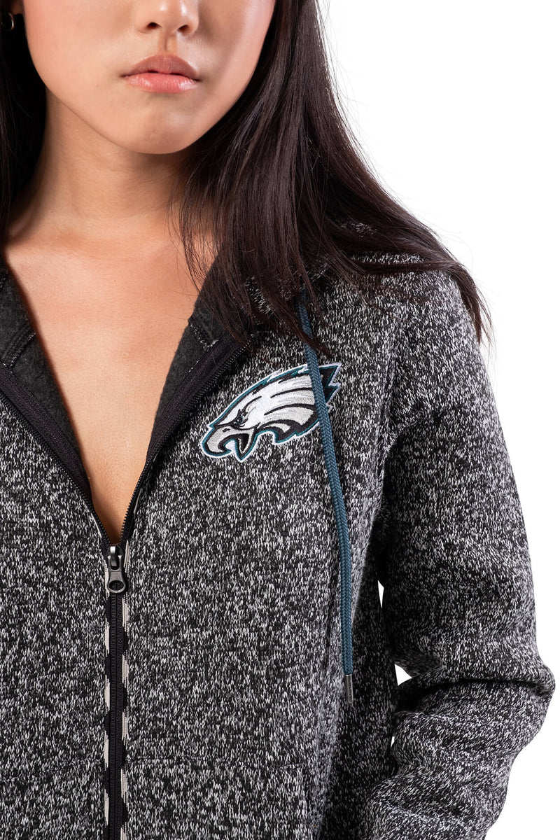 Ultra Game NFL Women's Full Zip Marl Knit Hoodie Sweatshirt Jacket