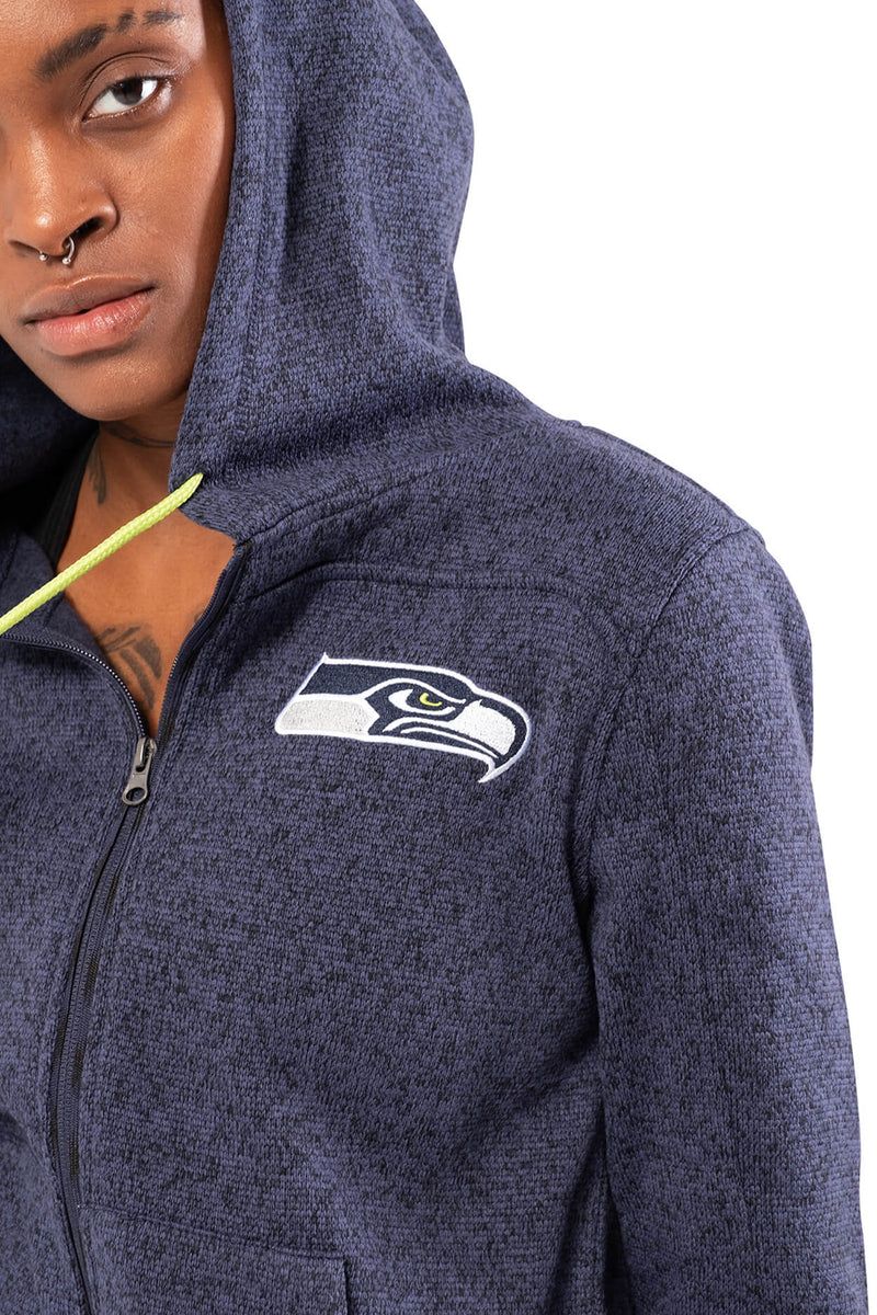 Ultra Game NFL Women's Full Zip Marl Knit Hoodie Sweatshirt Jacket