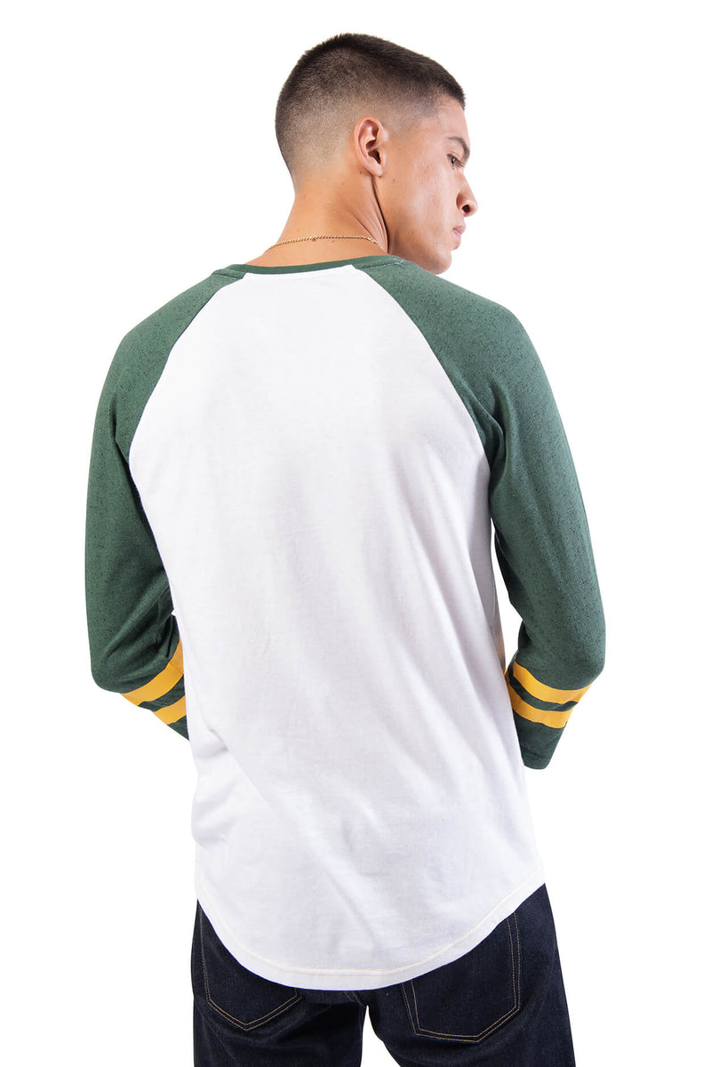 Ultra Game NFL Men's T Raglan Baseball 3/4 Long Sleeve Tee Shirt