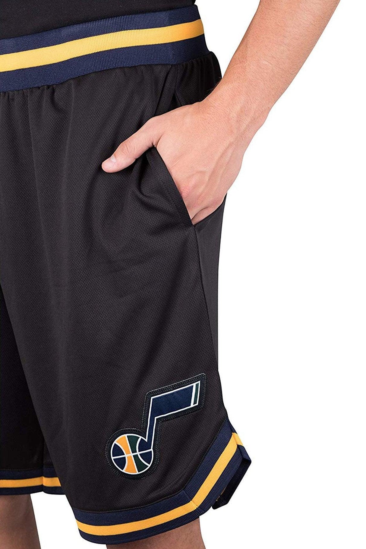 Ultra Game NBA Official MenÄôs Active Knit Basketball Training Shorts - Unisex, Utah Jazz, Black|Utah Jazz