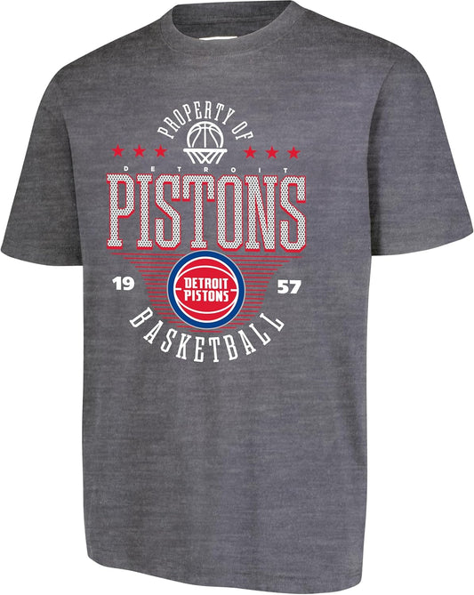 Ultra Game NBA Official Men's Standard Super Soft Mad Props T-Shirt, Detroit Pistons, Heather Charcoal|Detroit Pistons