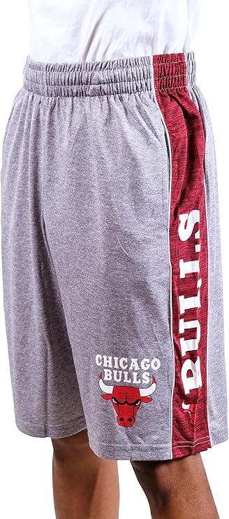 Ultra Game NBA Men's Official Active Soft Workout Basketball Training Shorts, Chicago Bulls,  Heather Gray|Chicago Bulls