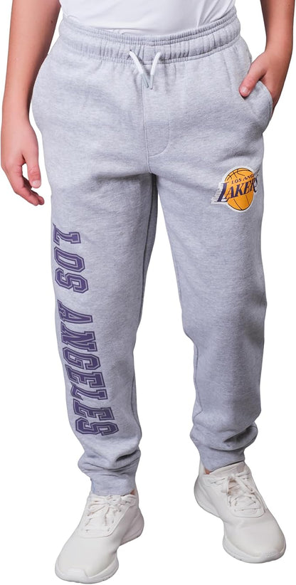 Ultra Game Youth's NBA Official Super Soft Game Day Jogger Sweatpants, Los Angeles Lakers, Heather Gray|Los Angeles Lakers