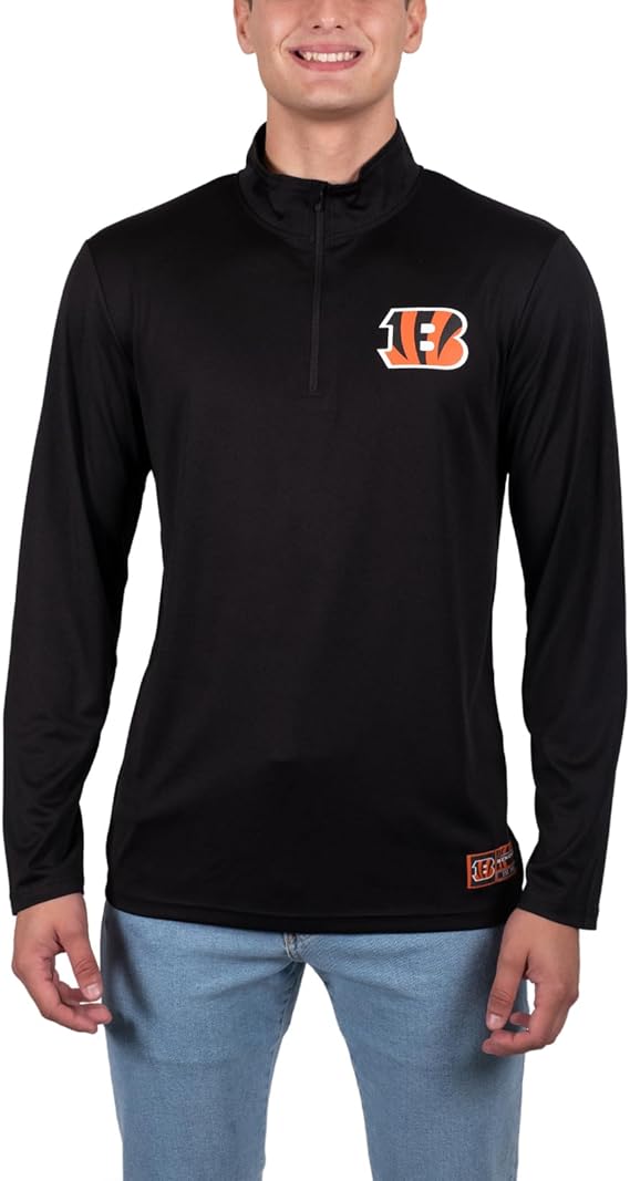 NFL Official Adults Super Soft Quarter Zip Long Sleeve T-Shirt|Cincinnati Bengals