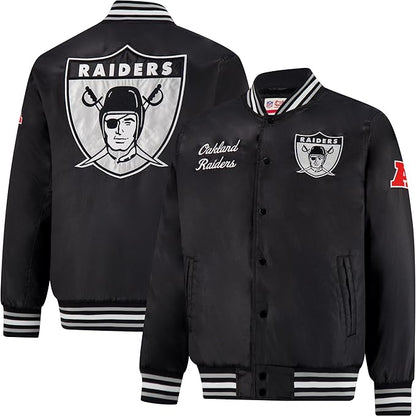 Ultra Game NFL Official Adults Supreme Satin Heritage Jacket, Las Vegas Raiders, Supreme Satin|Las Vegas Raiders