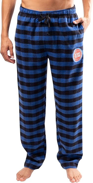 Ultra Game Adults Unisex's NBA Official Sleepwear Super Soft Flannel Pajama Loungewear Pants, Detroit Pistons|Detroit Pistons