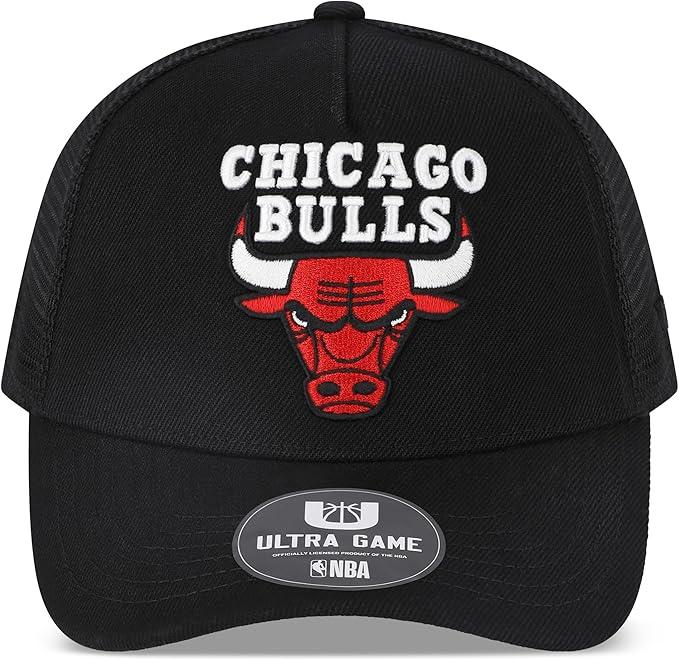 Ultra Game NBA Official Men’s Snap Back All Around The World Trucker Baseball Cap Hat - Unisex, Chicago Bulls, Black Marl, 1SIZE|Chicago Bulls