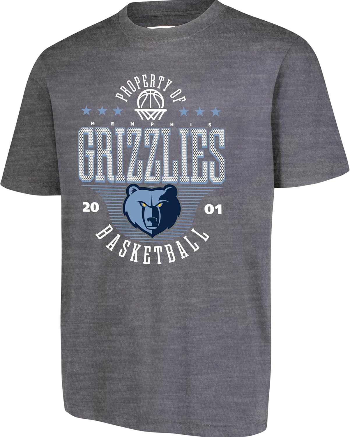 Ultra Game NBA Official Men's Standard Super Soft Mad Props T-Shirt, Memphis Grizzlies, Heather Charcoal|Memphis Grizzlies