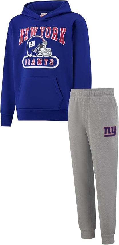 Ultra Game NFL Official Youth Super Soft Jogger & Hoodie Sweatshirt Set, New York Giants, Team Color|New York Giants