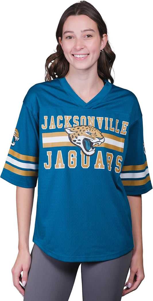 Ultra Game NFL Official Women's Soft Mesh Vintage Gameday Shirt, Jacksonville Jaguars, Team Color|Jacksonville Jaguars