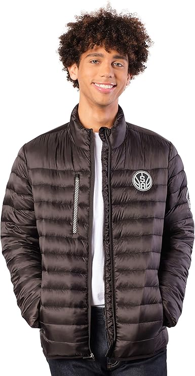 Ultra Game NBA Men's Official Lightweight Packable Puffer Down Jacket, San Antonio Spurs, Black|San Antonio Spurs