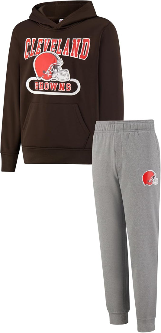 Ultra Game NFL Official Youth Super Soft Jogger & Hoodie Sweatshirt Set, Cleveland Browns, Team Color|Cleveland Browns