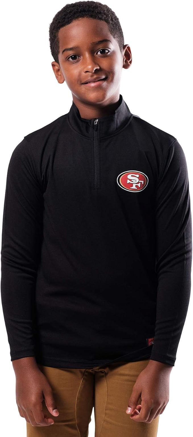 NFL Official Youth Super Soft Quarter Zip Long Sleeve T-Shirt|San Francisco 49ers