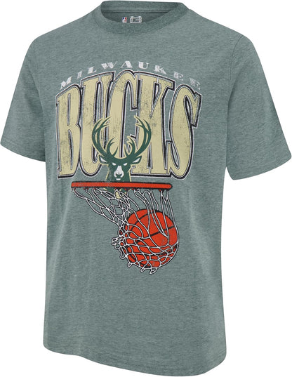 Ultra Game NBA Mens Official Hoops Short Sleeve T-Shirt, Milwaukee Bucks, Team Color|Milwaukee Bucks