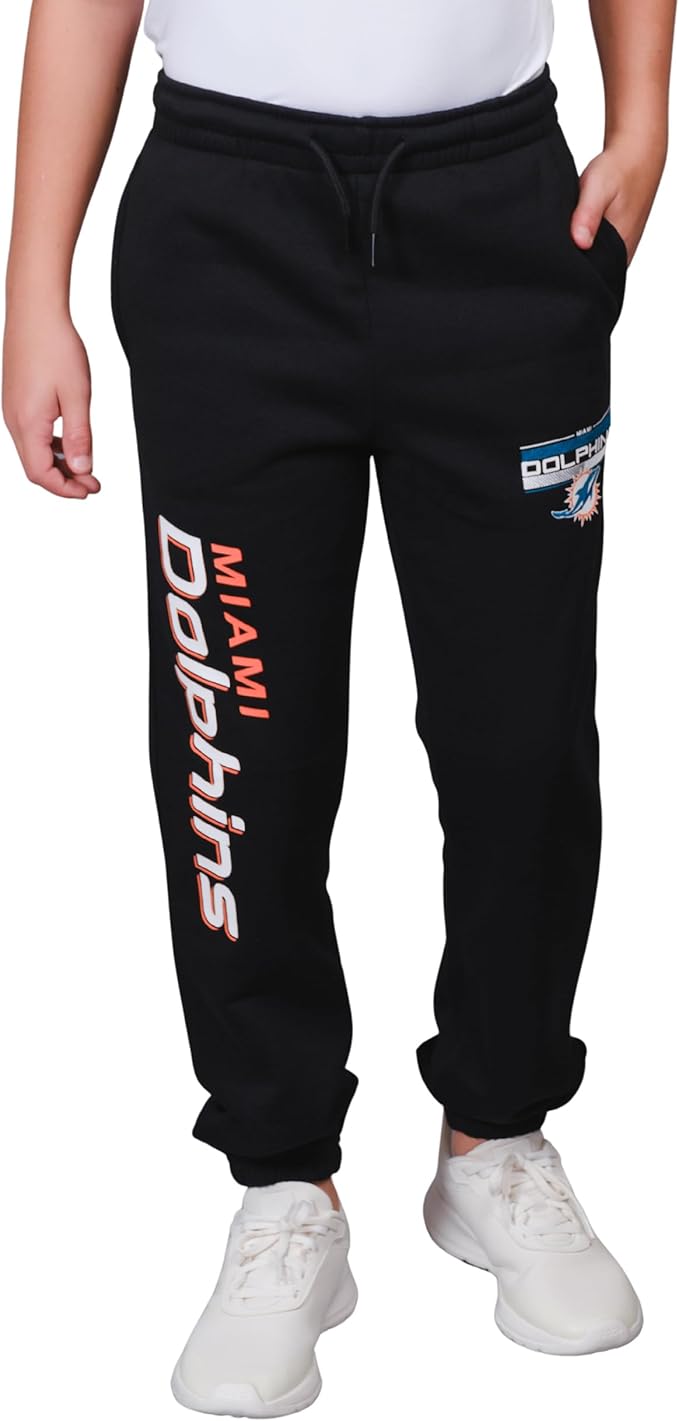 Ultra Game NFL Official Youth Super Soft Game Day Jogger Sweatpants, Miami Dolphins, Black|Miami Dolphins