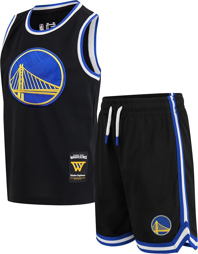 Ultra Game Youth's NBA Official Super Soft Tank Top & Shorts 2-Piece Set, Golden State Warriors, Black|Golden State Warriors